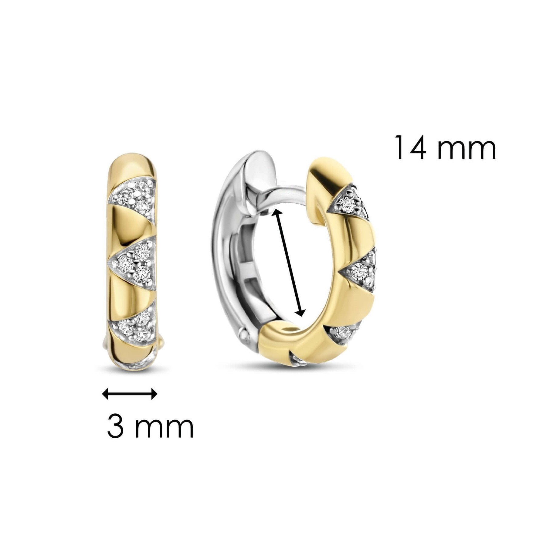 Two Tone Hoop CZ Star Stud Earrings