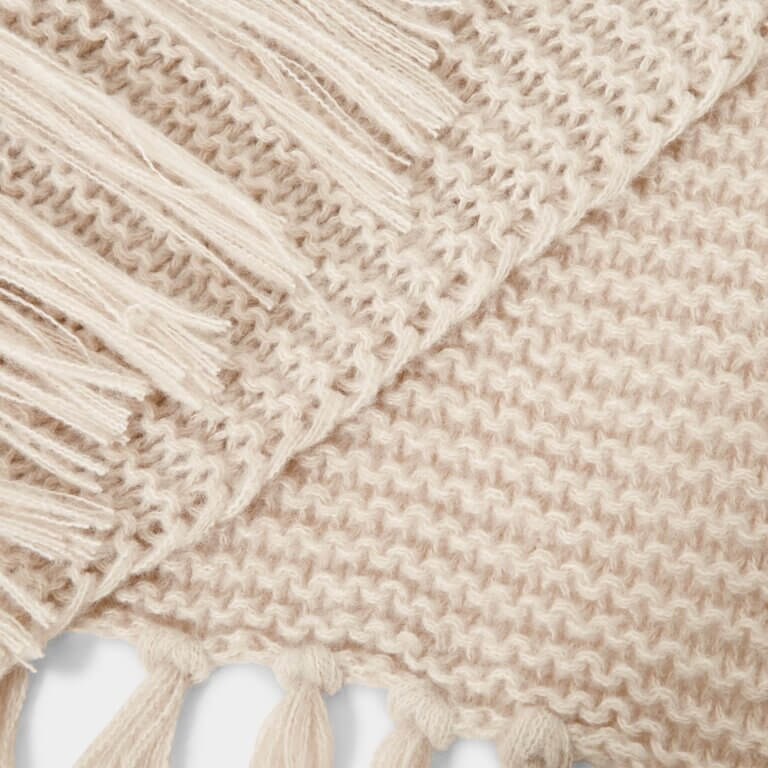 Chunky Knitted Scarf | Light Taupe | 180cm X 40cm
