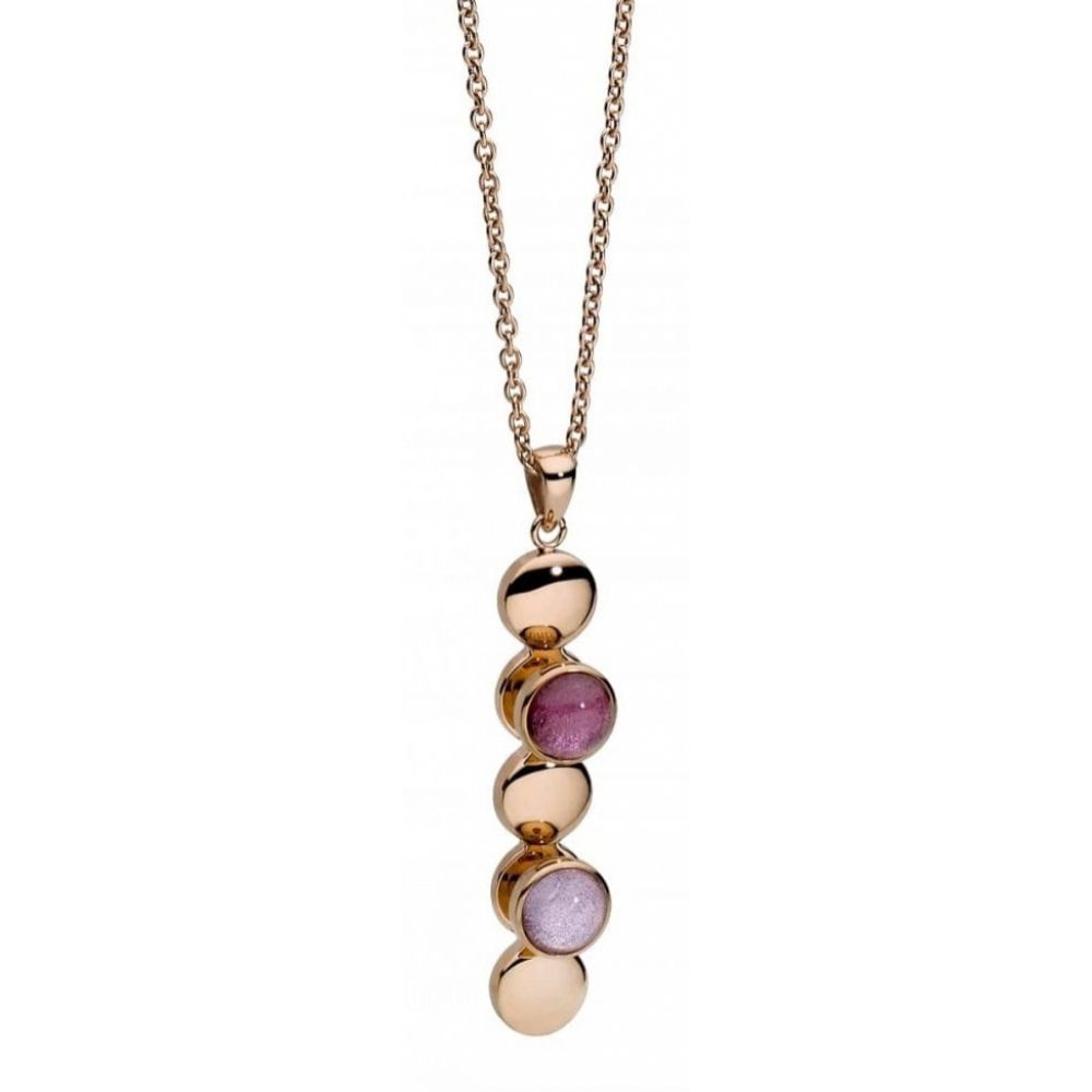 Famosa Rose Gold Plated Five Vertical Circle Pendant Womens Necklace