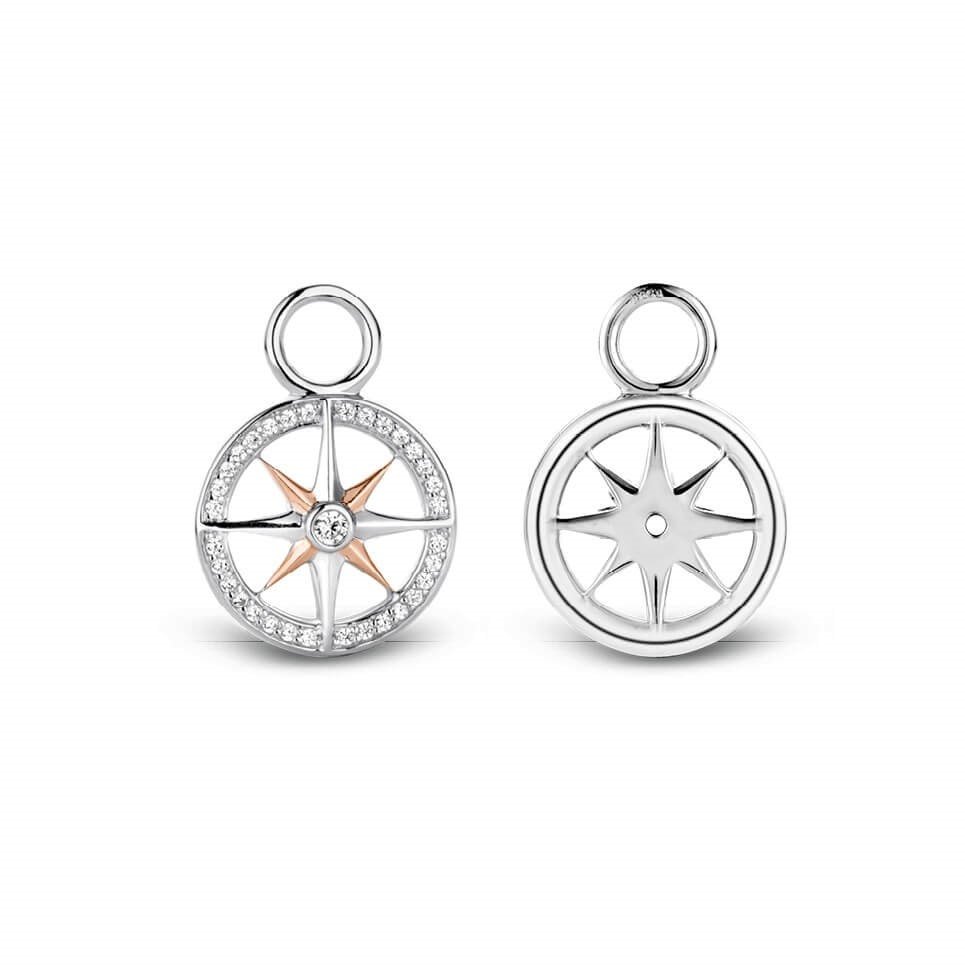 Two Tone Wind Rose CZ Ear Charm
