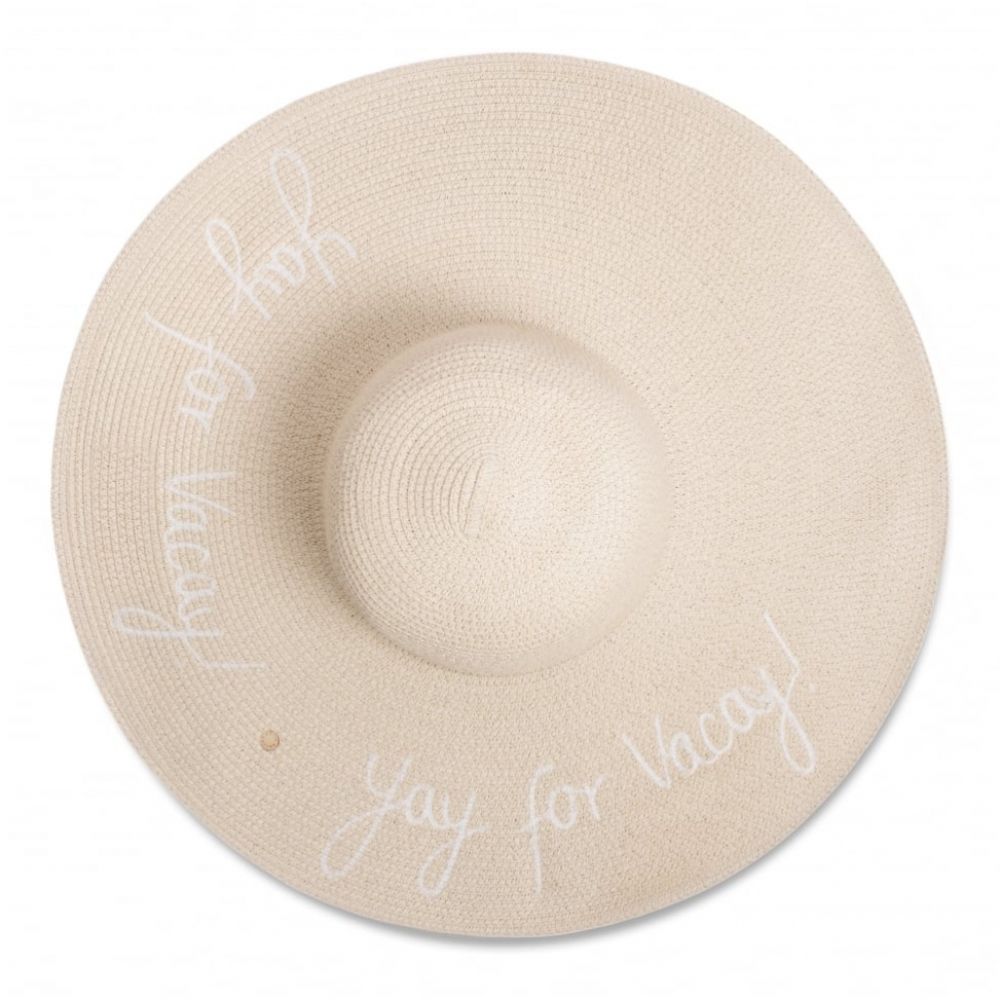 Straw Hat - Yay For Vacay - White Writing