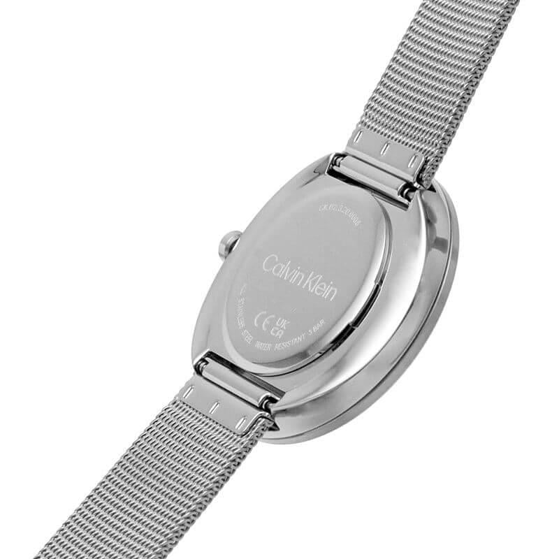 Twisted Bezel Silver Dial & Stainless Steel Mesh Bracelet Ladies Watch
