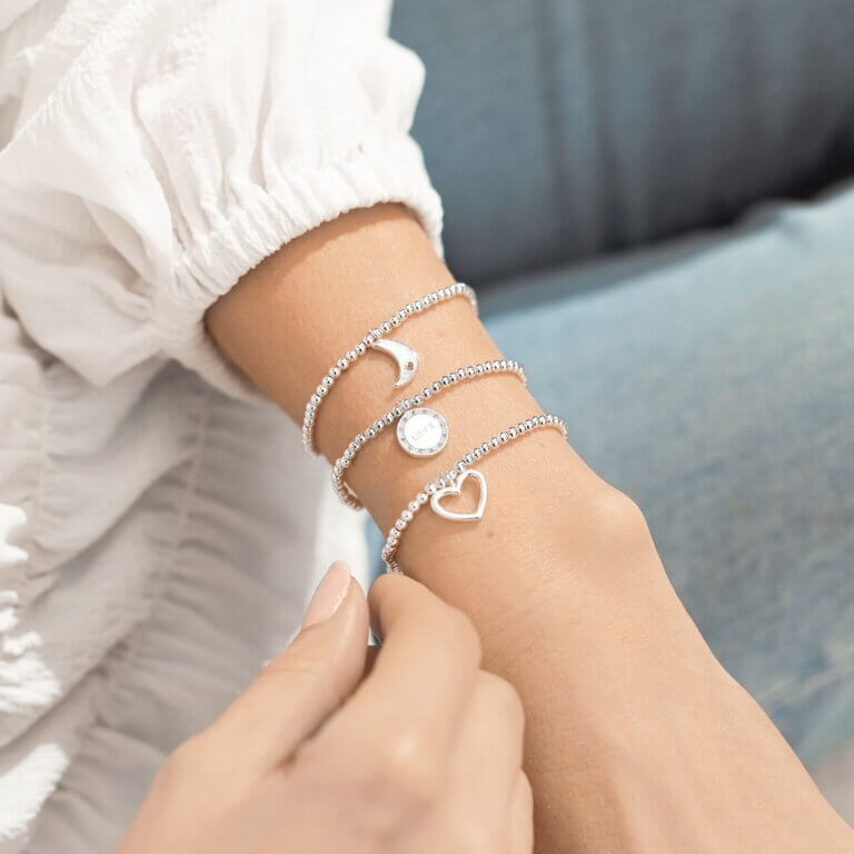 Celebration Set | Love You To The Moon And Back | Silver | Set Of 3 Bracelets | 17.5cm Stretch