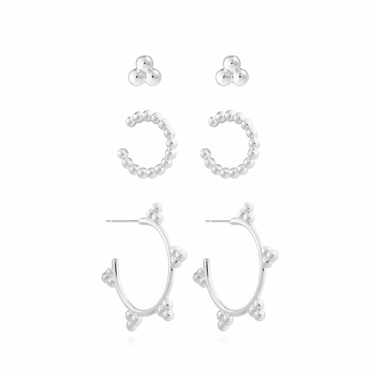Tahlia Trio | Beaded Cuff Pack | Silver | Set Of 3