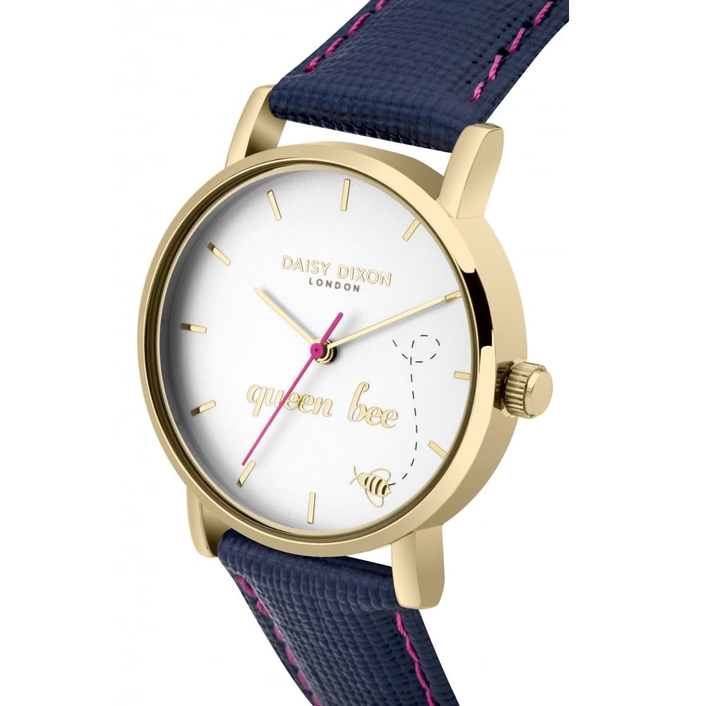 Blaire Slogan Statement Dial With Navy Saffiano Strap Ladies Watch