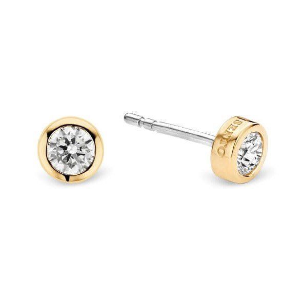 Gold Tone Round CZ Stud Earrings
