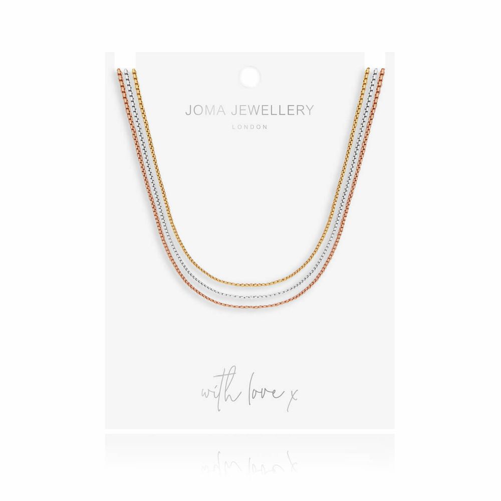 Ella | Multi Chain Necklace | Gold Silver And Rose Gold | Necklace | 43cm, 44.5cm And 46cm