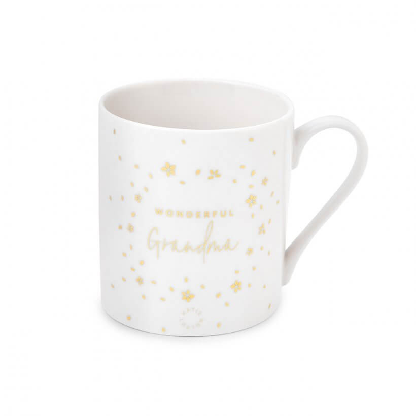 Boxed Porcelain Mug | Wonderful Grandma | White And Gold