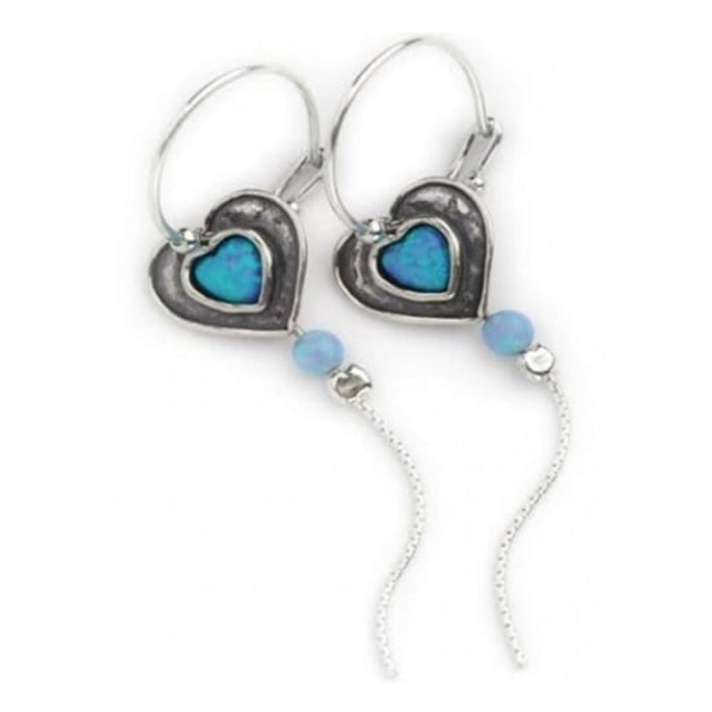 Ladies Silver Handmade Hoop Heart Earrings