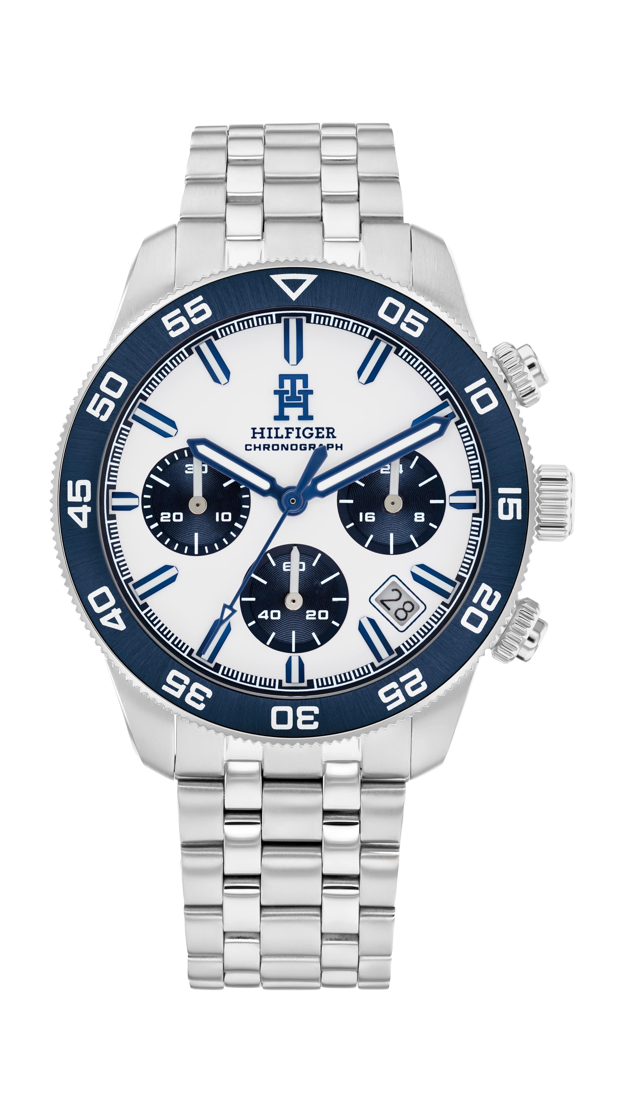 White Chronograph Dial Stainless Steel Men's Bracelet Watch