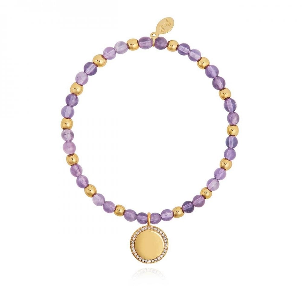 Wellness Gems | Gold | Amethyst Bracelet | 17.5cm Stretch