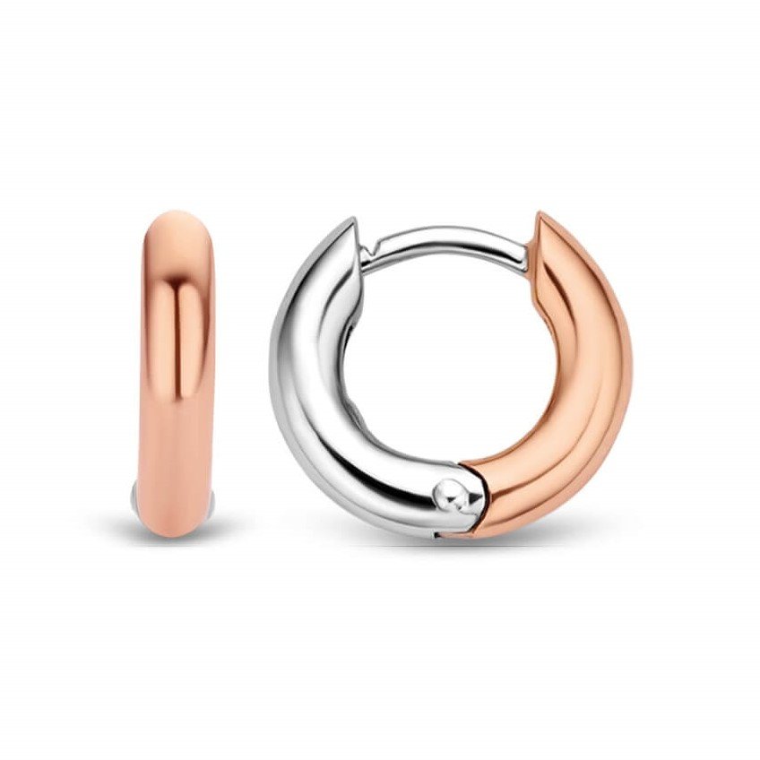 Silver & Rose Gold Small Hoop Earrings