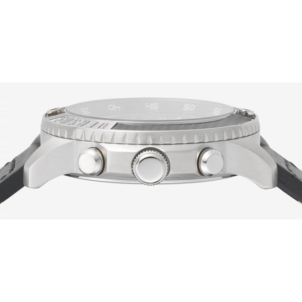 Chrono Black Dial With A Black PU Strap Watch