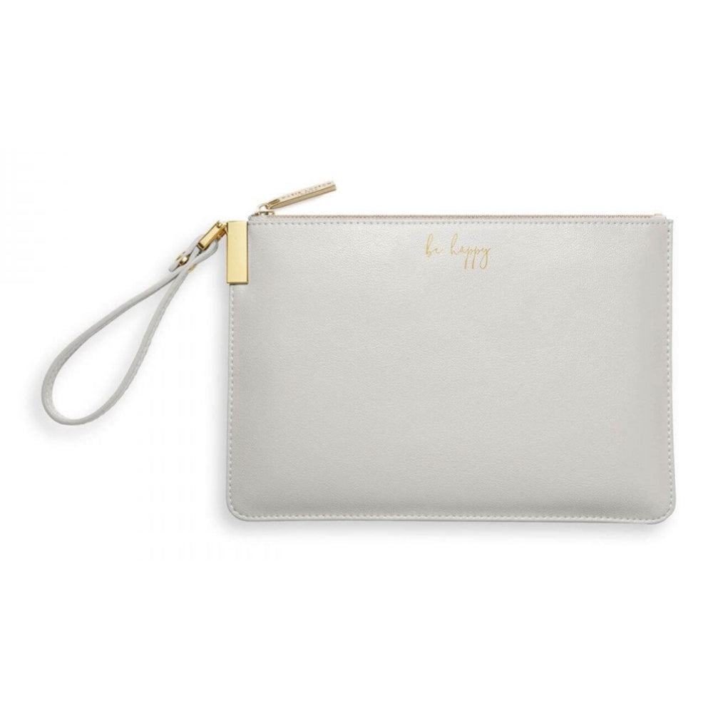 Secret Message Pouch | Be Happy, Be Happy, Be Bright, Be You | Grey | 16 X 24 Cm