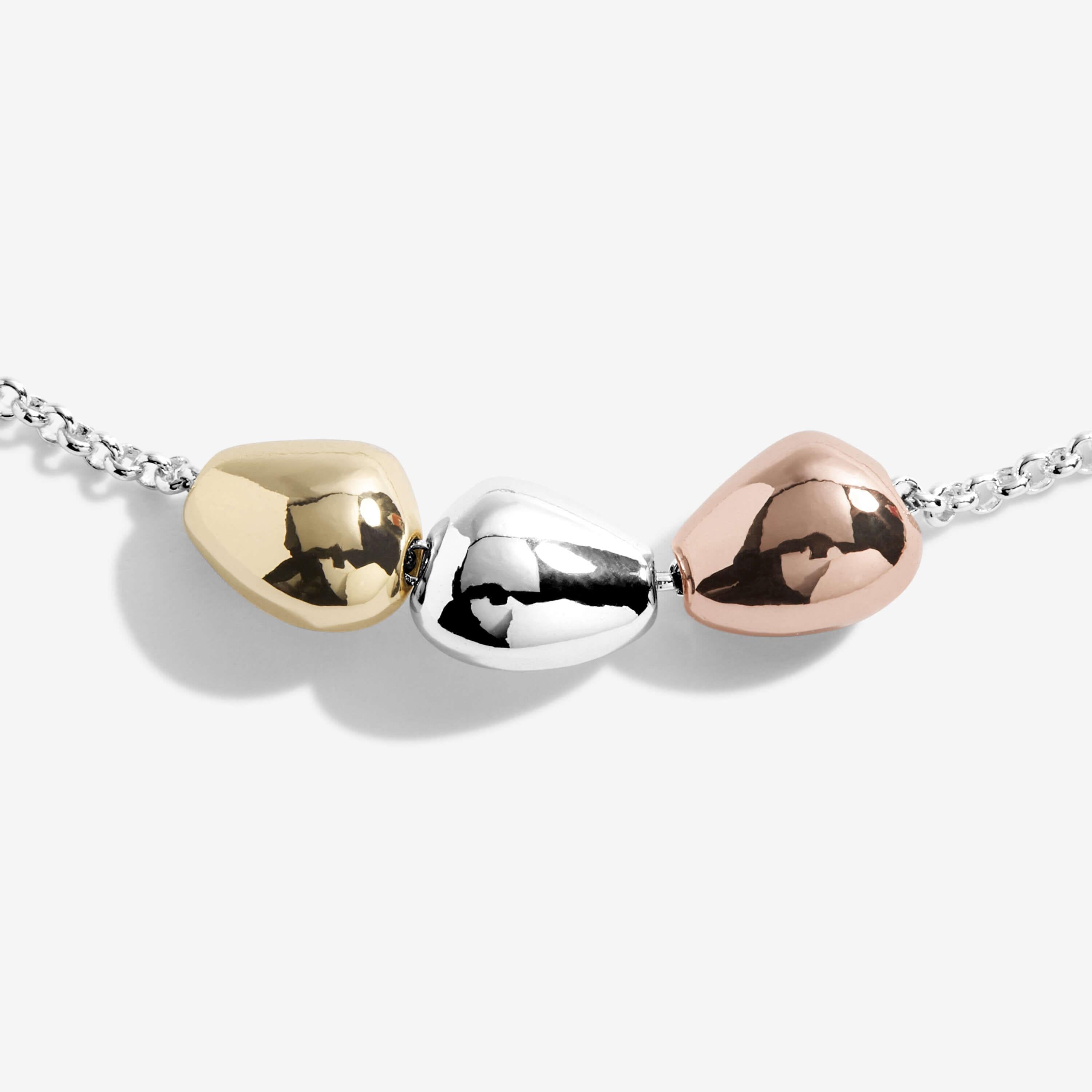 Florence | Pebble Bracelet | Silver Rose Gold And Gold | Bracelet | 19cm Adjustable