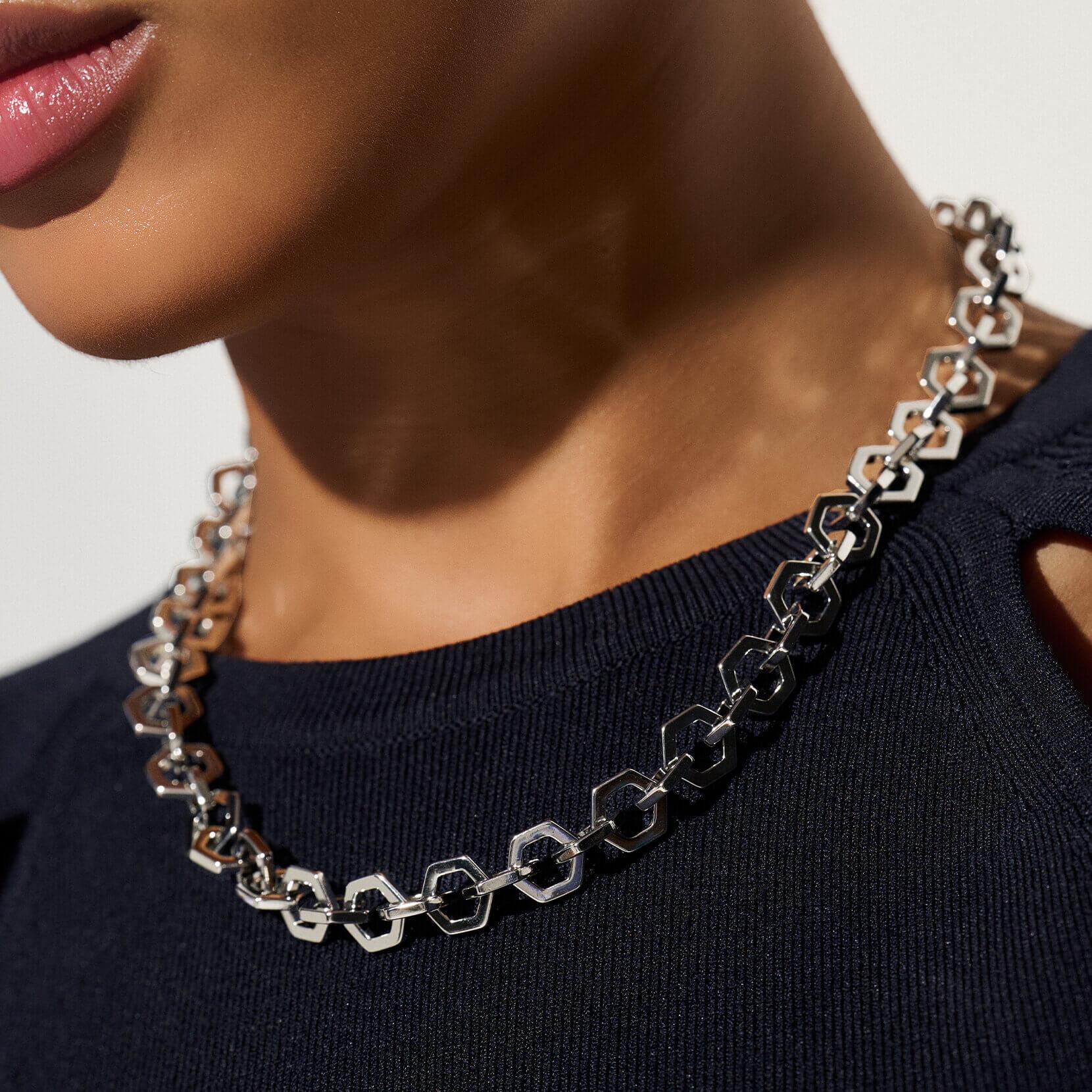 SS Honeycomb Link Necklace