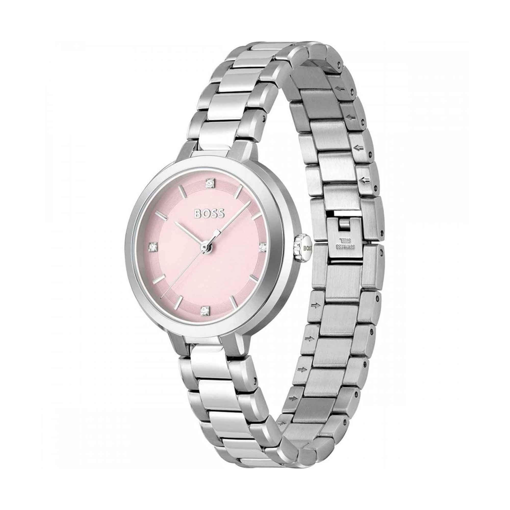 Sena Pink Dial With Stainless Steel Bracelet Strap
