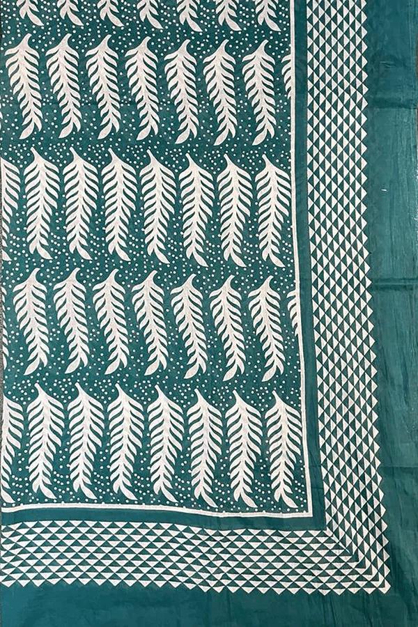 Hand Printed Cotton Sarong Fern Green