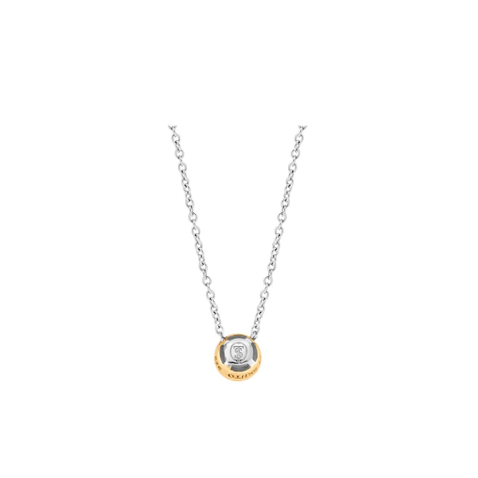 Gold Plated Round CZ Pendant With Silver Chain Necklace