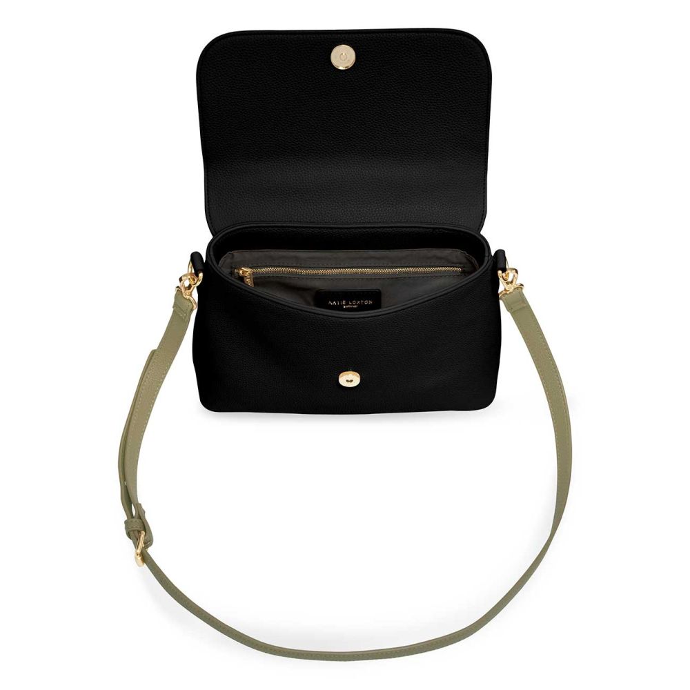 Talia Two Tone Messenger Bag | Black and Khaki