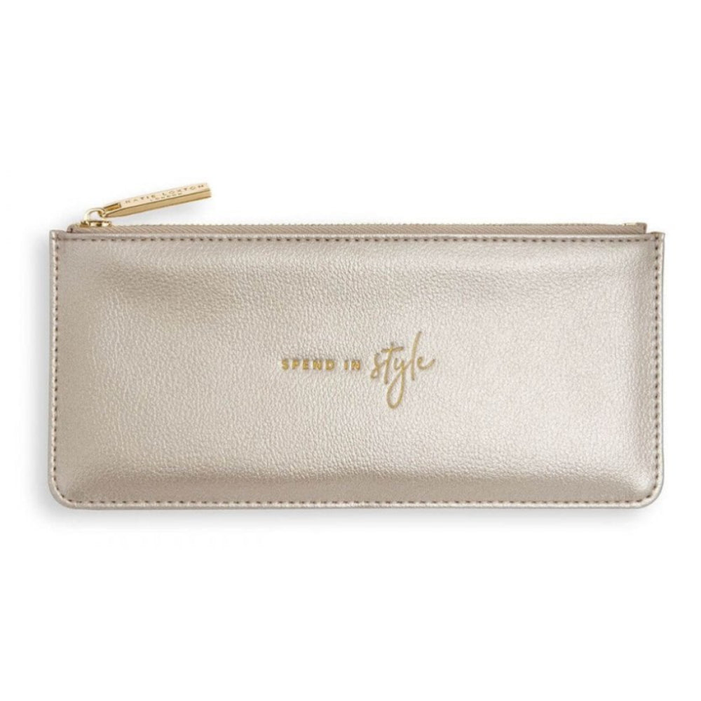 Secret Message Purse | Spend In Style | Taupe | 12 X 23cm