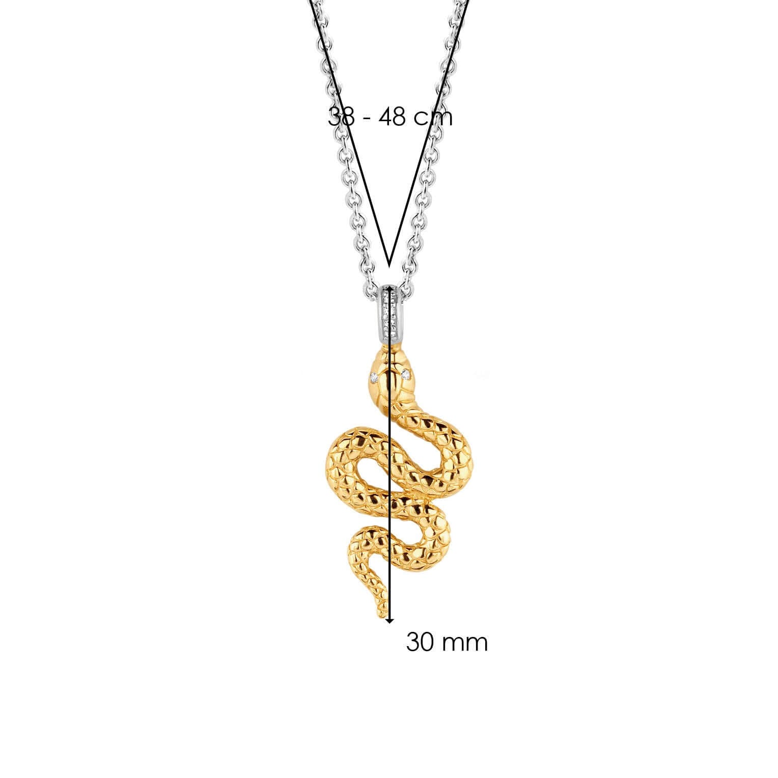 Gold Plated Snake Pendant With Silver Chain Necklace