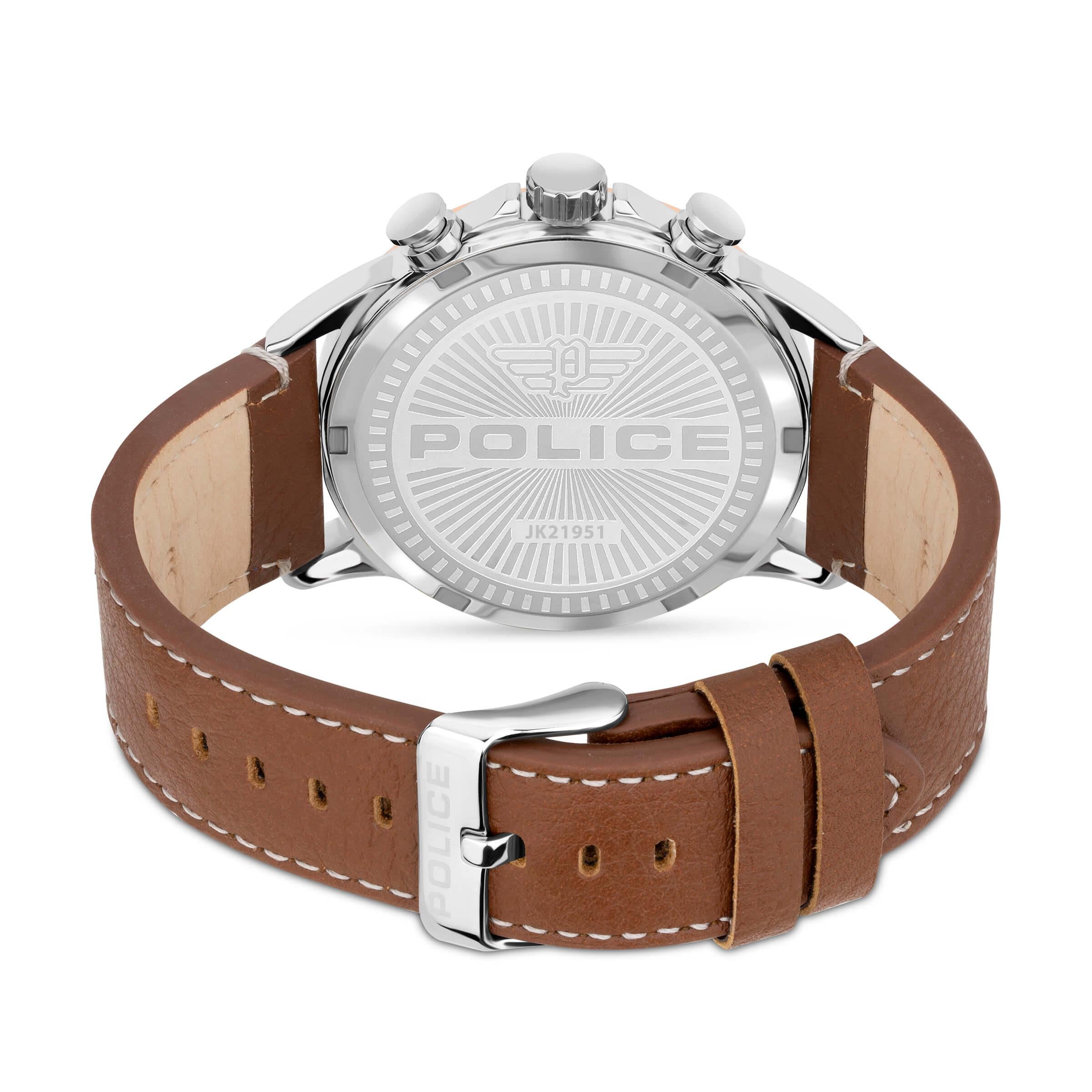 Kismet SS Multi Dial Brown Leather Strap Watch