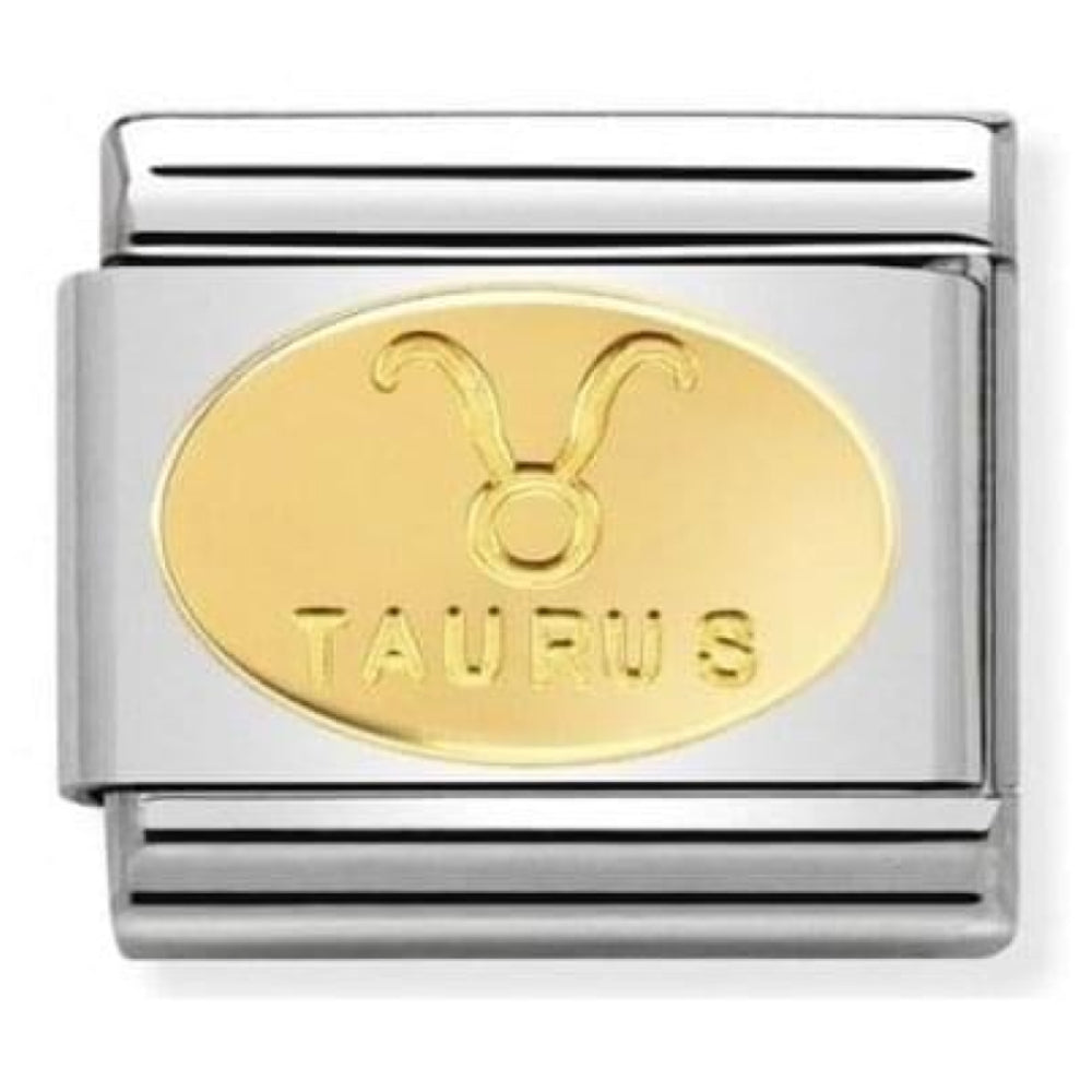 Stainless Steel & Gold Zodiac Taurus Symbol Classic Link