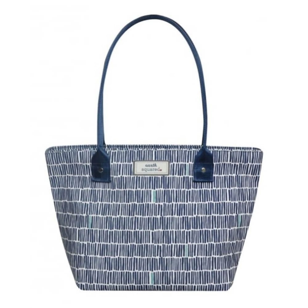 Navy Bamboo Oil Cloth Tote Bag