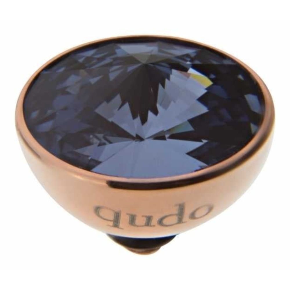Famosa Rose Gold 11.5mm Bottone Ring Top Denim Blue
