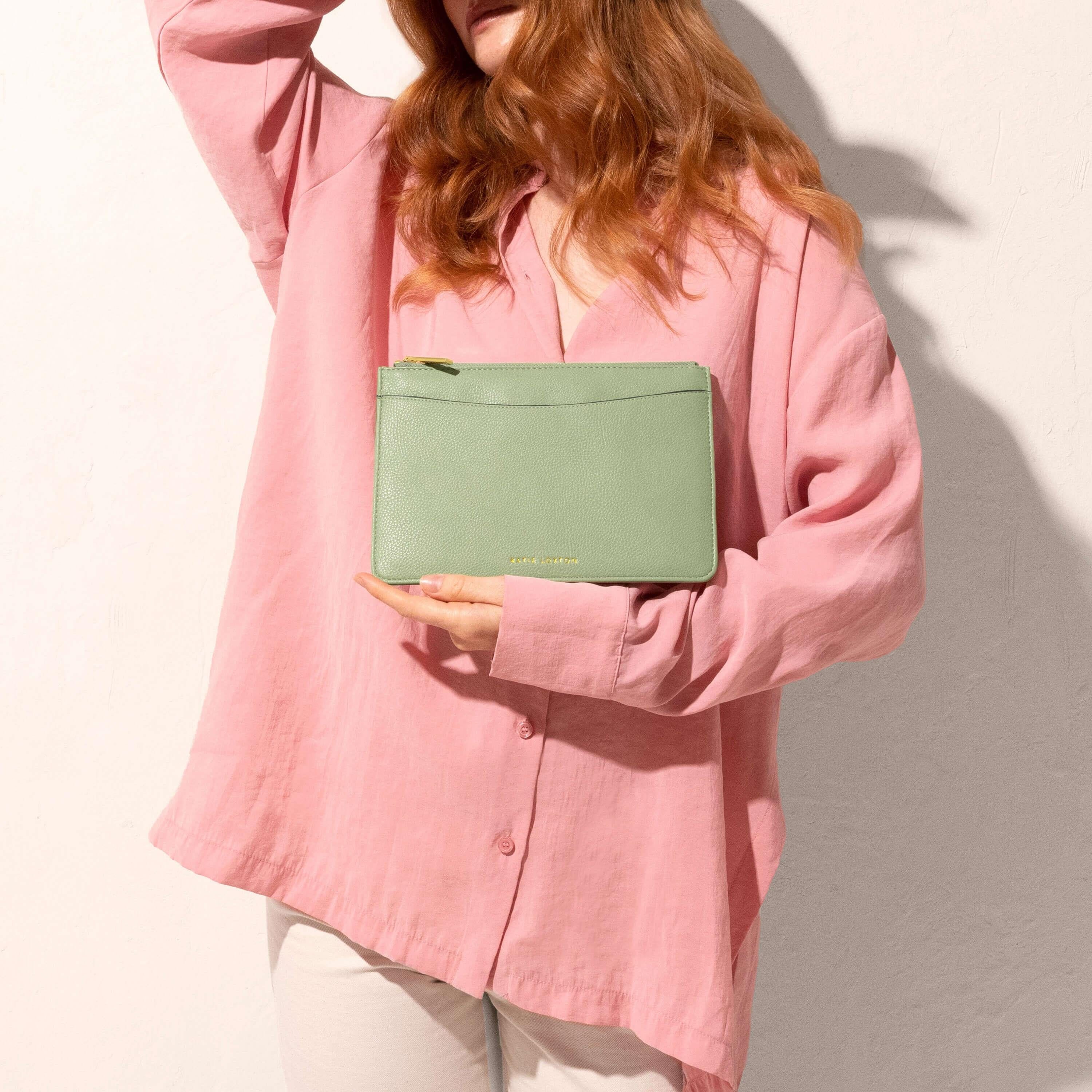 Cara Pouch | Sage Green | 16 X 24 X 1.5cm