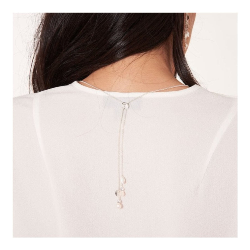 Happy Ever After Bridal Jewellery Pearl CZ Leaf Lariat Necklace