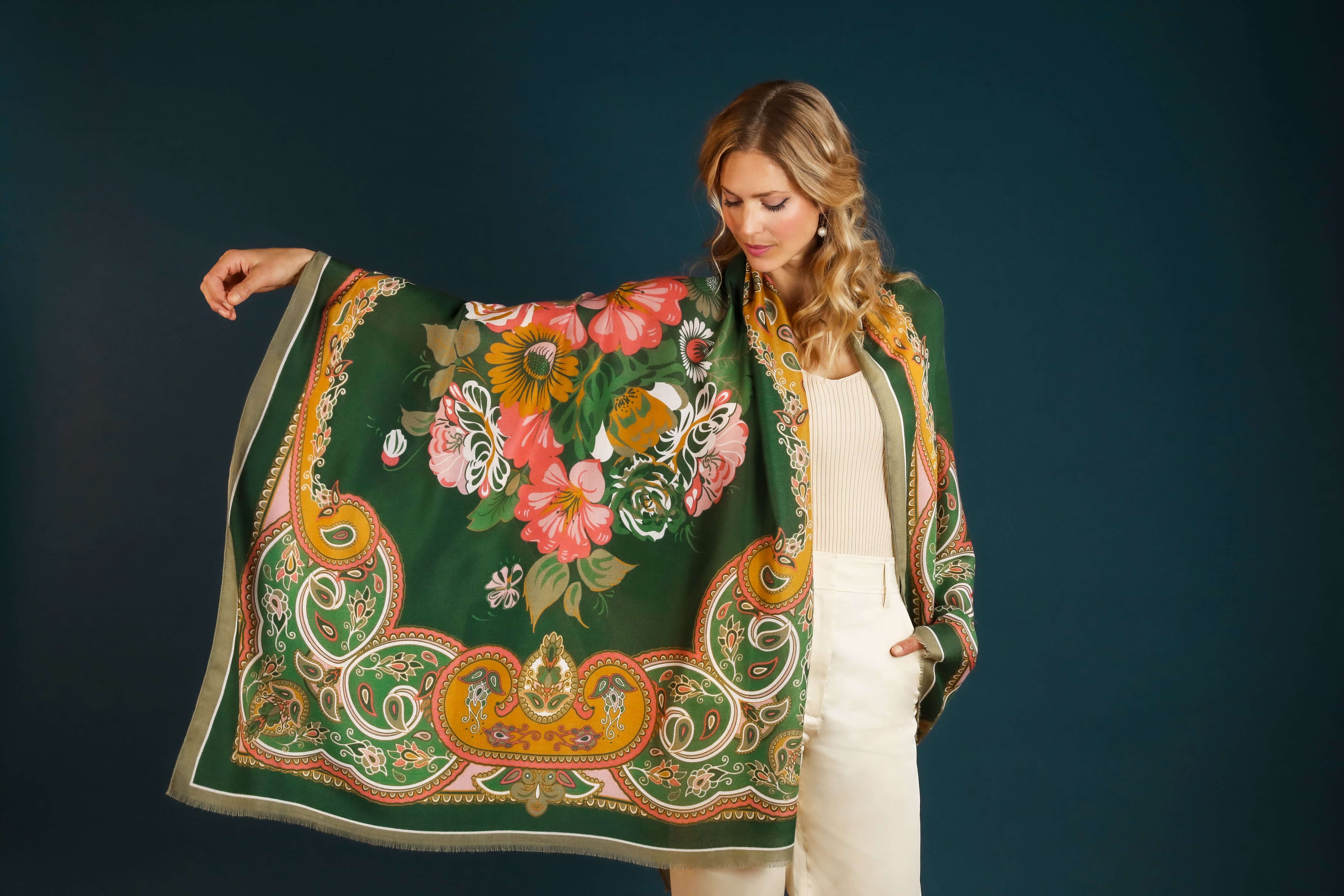 Folk Art Floral Printed Scarf