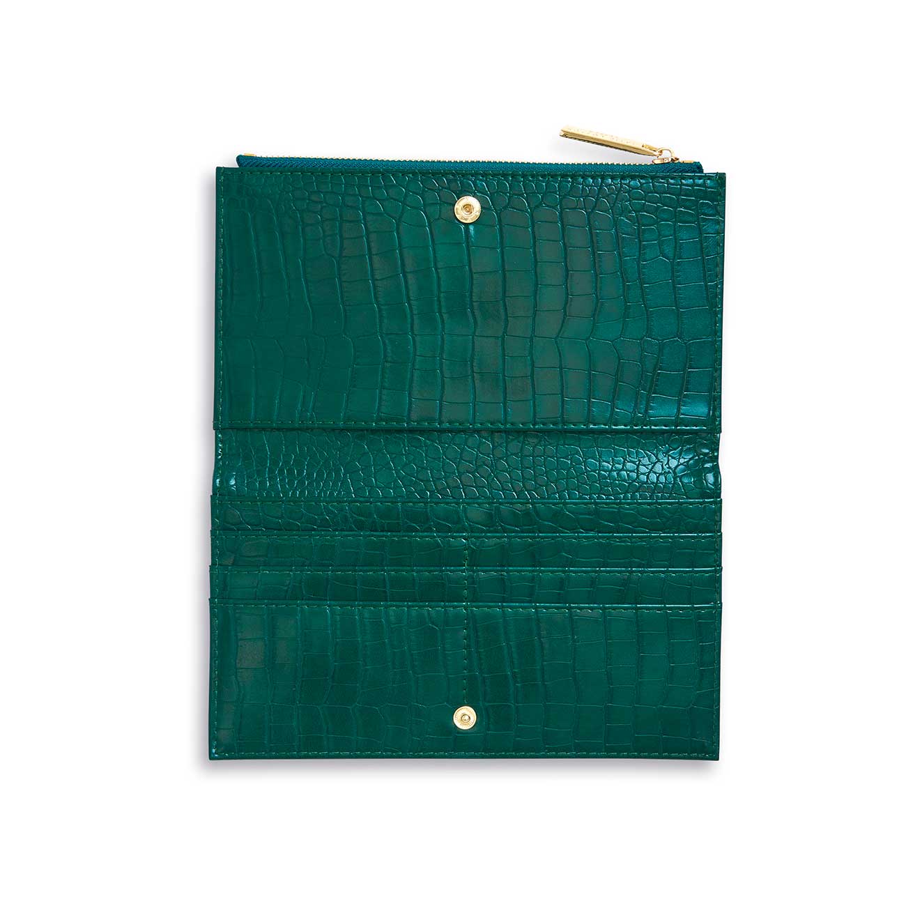 Celine Faux Croc Fold Out Purse | Forest Green