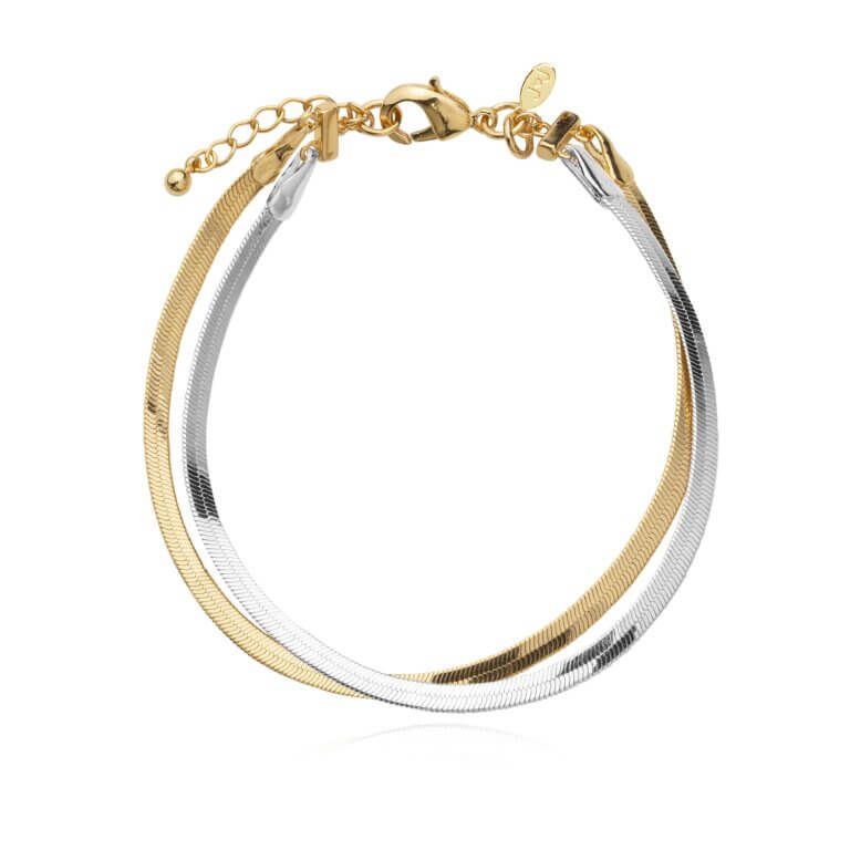 Kismet Chains | Snake Chain Bracelet | Silver And Gold | Bracelet | 18cm + 3cm Extender
