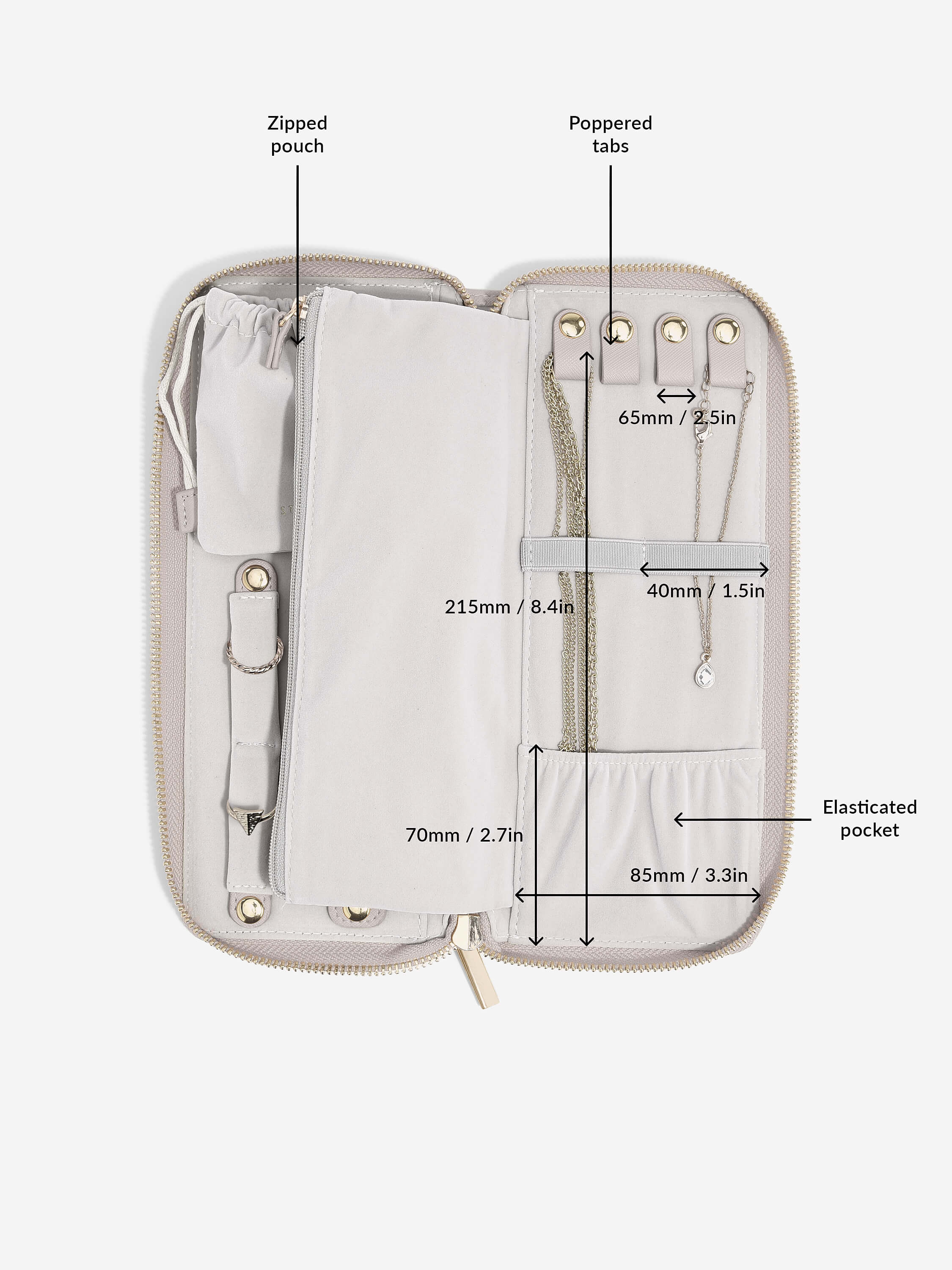 Taupe Jewellery Roll