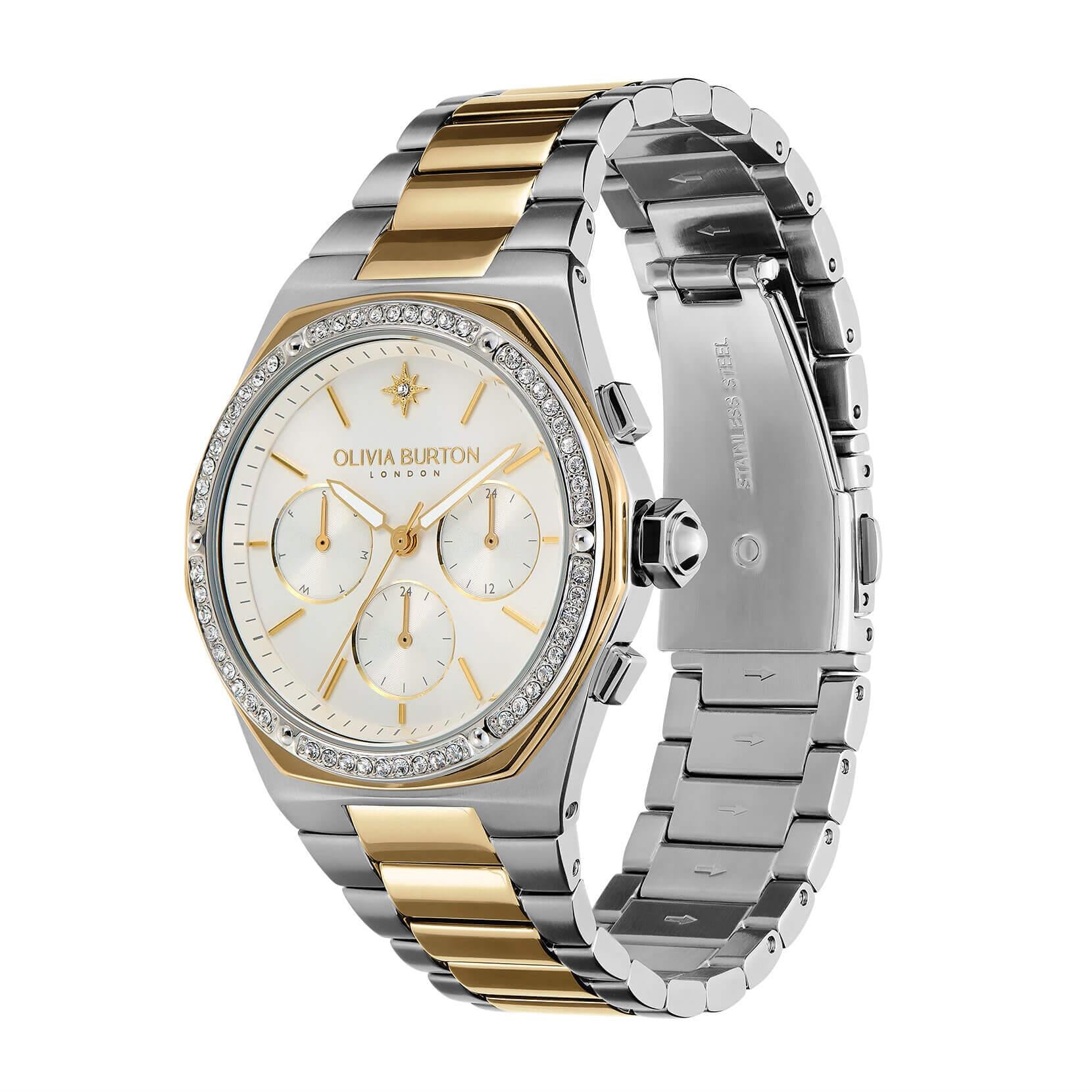 Hexa Multi-Function White & Two Tone Bracelet Watch