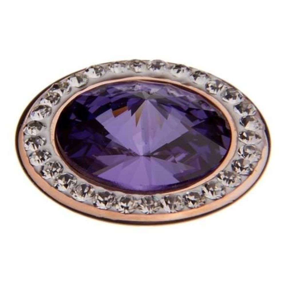 Famosa Rose Gold 16mm Tondo Deluxe Ring Top Tanzanite