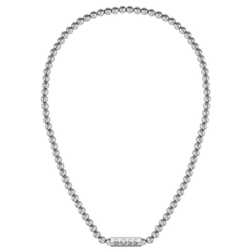 Sphere Beaded Stainless Steel Logo Clasp Gents Necklace