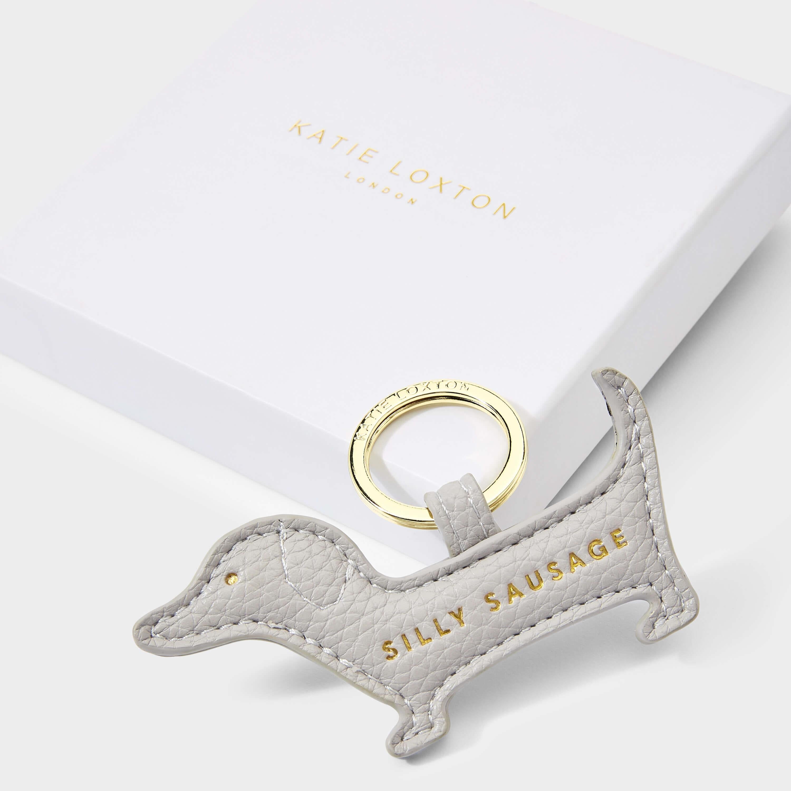 Beautifully Boxed Keyring | Silly Sausage | Grey