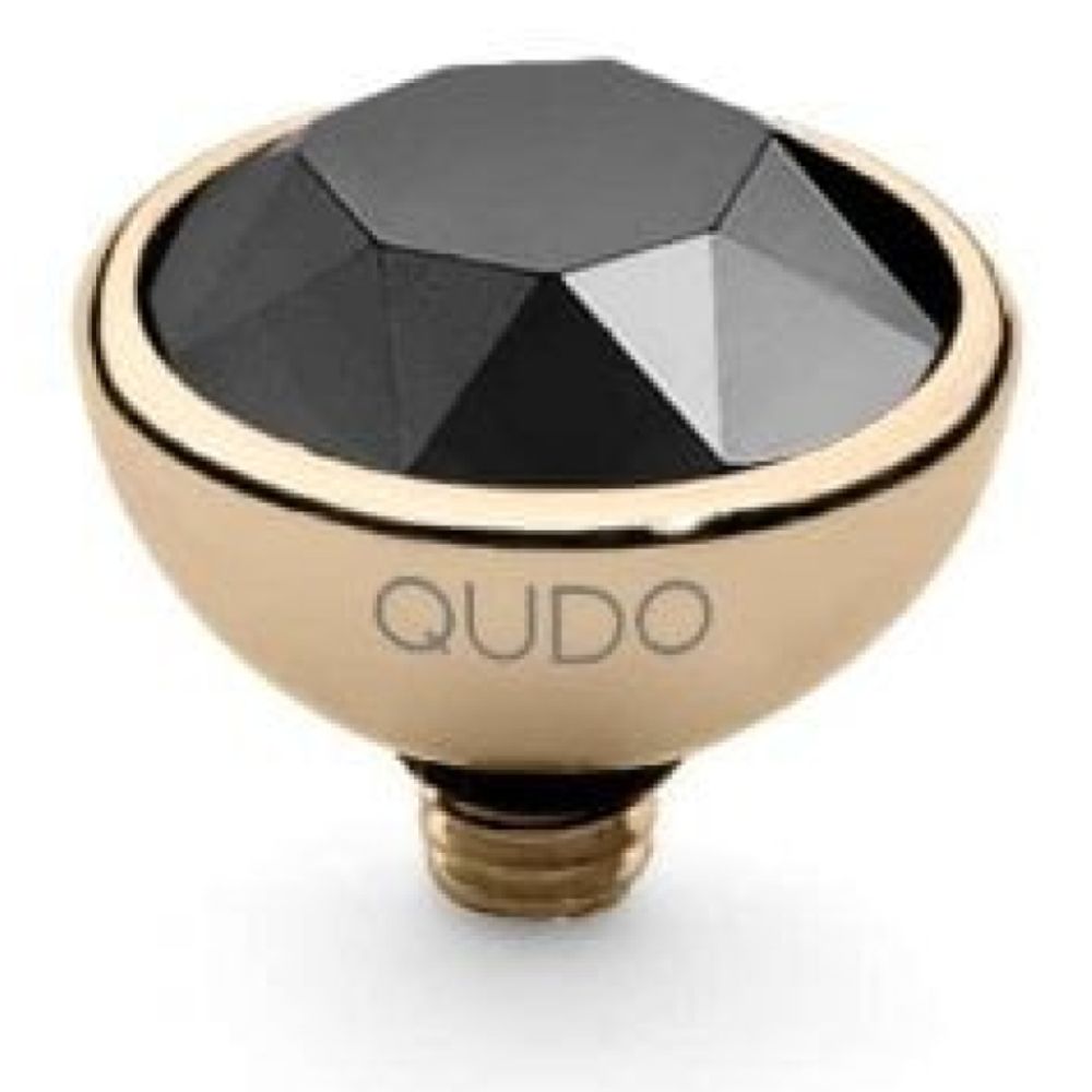 Famosa Gold 10mm Bottone Ring Top Jet Hematite