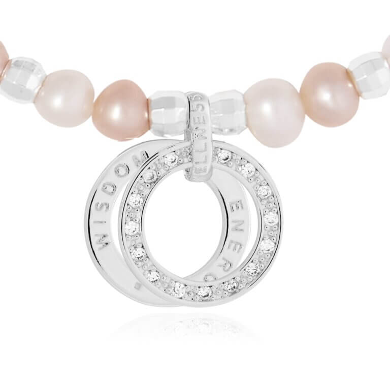 Wellness Gems | Silver | Pearl And Pink Pearl Bracelet | 17.5cm Stretch