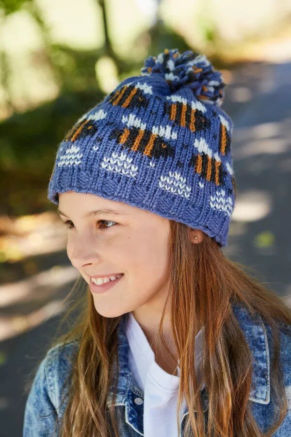 Kids Beehive Bobble Beanie Hat