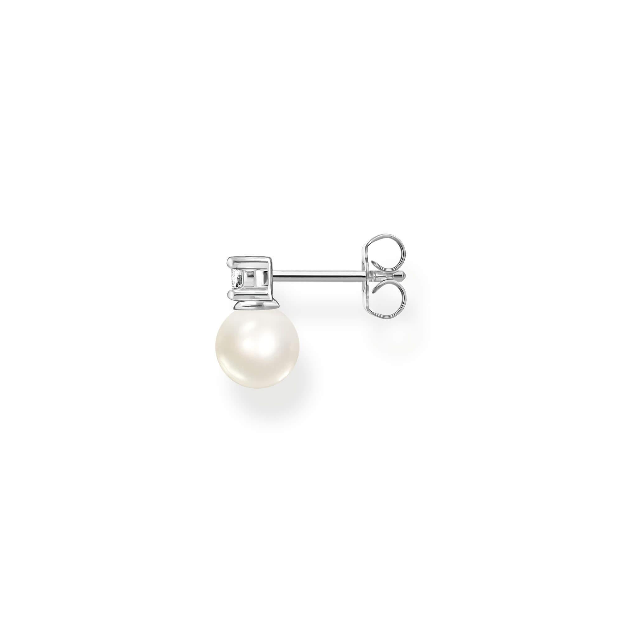Single Pearl Ear Stud With CZ