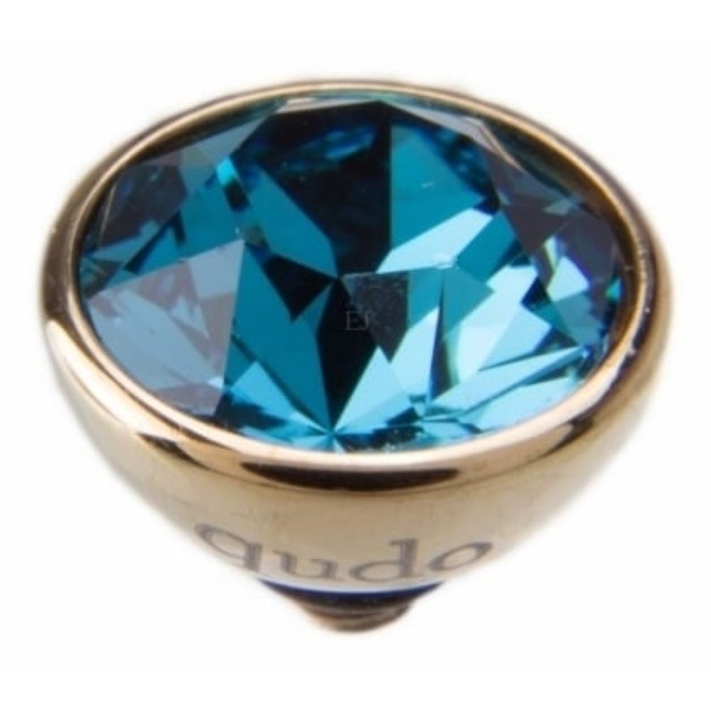 Famosa Gold 10mm Bottone Ring Top Indicolite