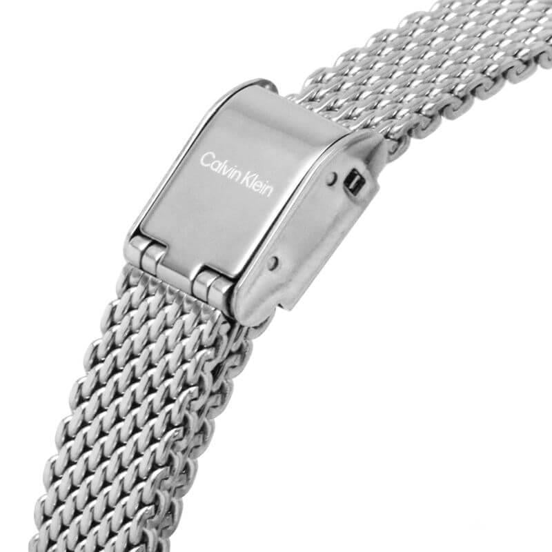 Timeless T-Bar White Dial Stainless Steel Mesh Bracelet Watch