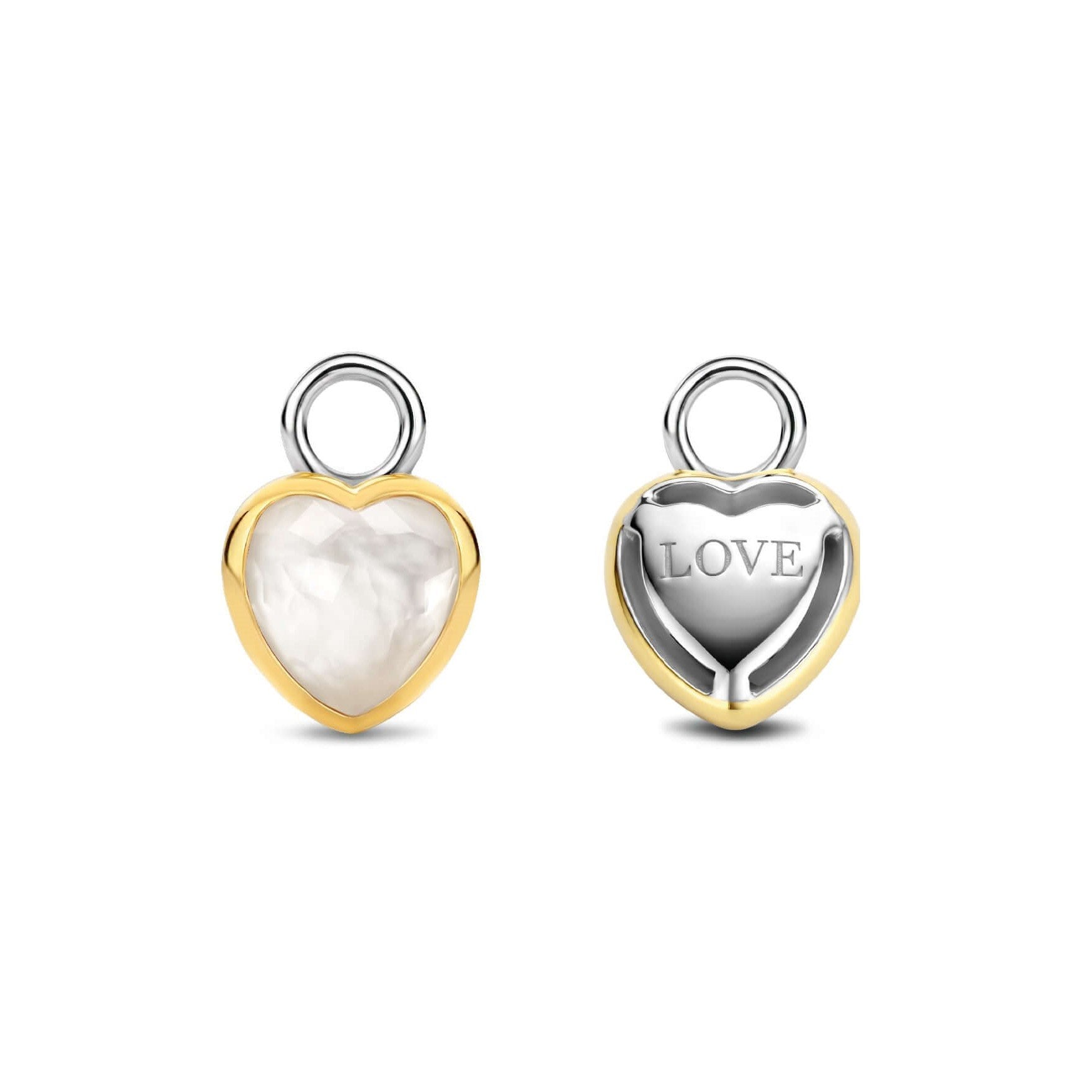 Gold Plated Silver Double Sided Heart Stone Set Ear Charm