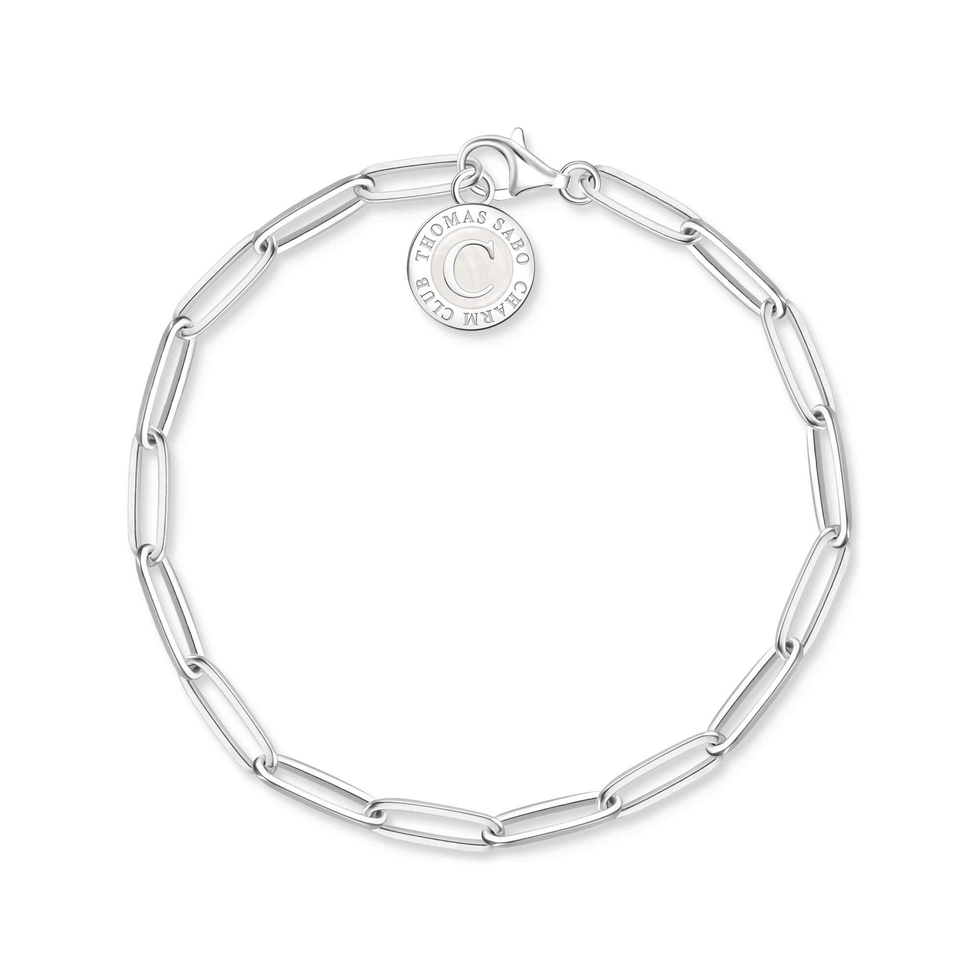 Member Charm Long Anchor Link Bracelet With White Charmista Disc