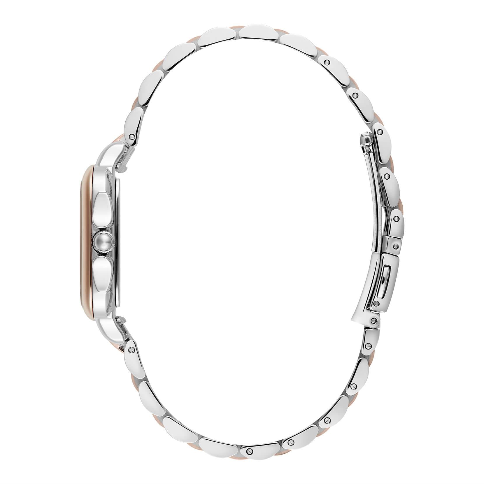Grosvenor White Square Dial With Two Tone Bracelet Strap Ladies Watch