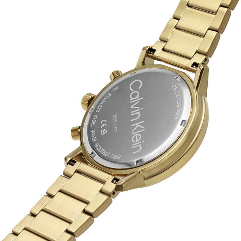 Gauge Black Chronograph Gold Tone Bracelet Strap Gents Watch